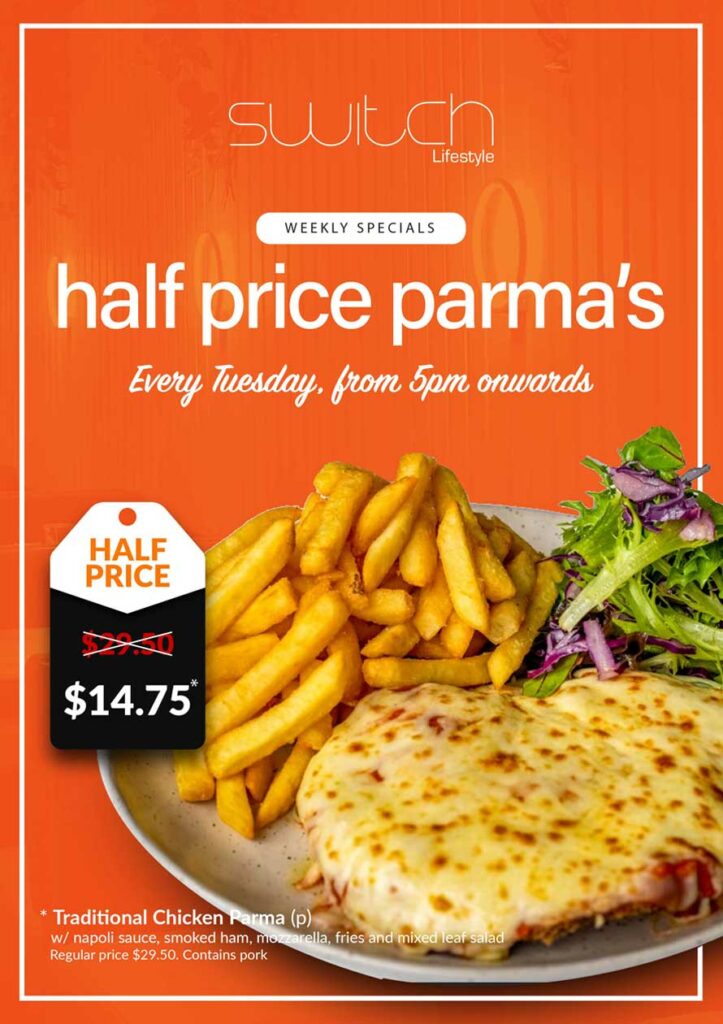 Half Price Param Deal Every Tuesday from 5pm to 9pm at Switch Lifestyle in Westfield Fountain Gate, Narre Warren VIC 3805